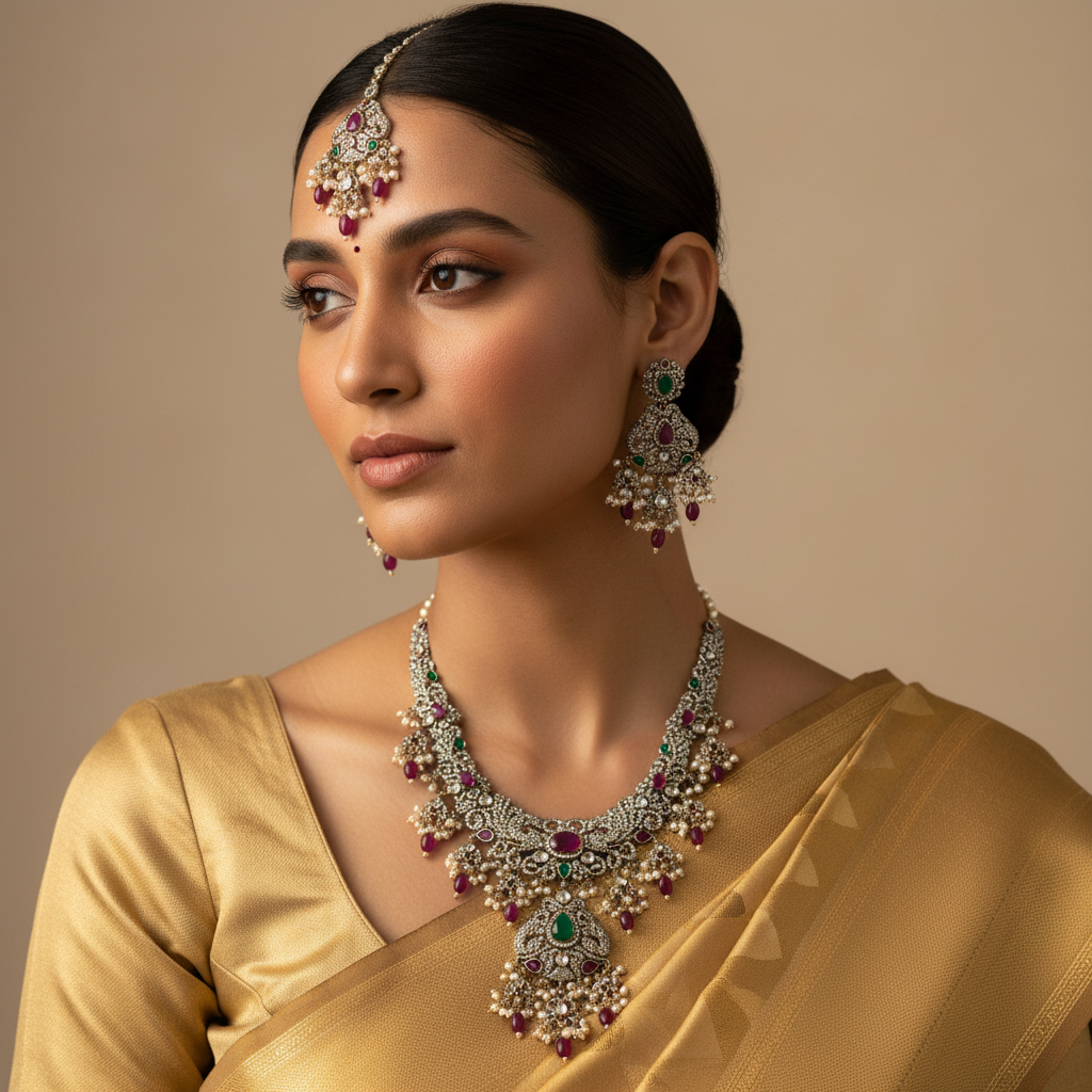 ✨"Victorian Vaibhav" Necklace Set