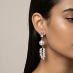 Luxe Leaf Drop Pearl Earrings