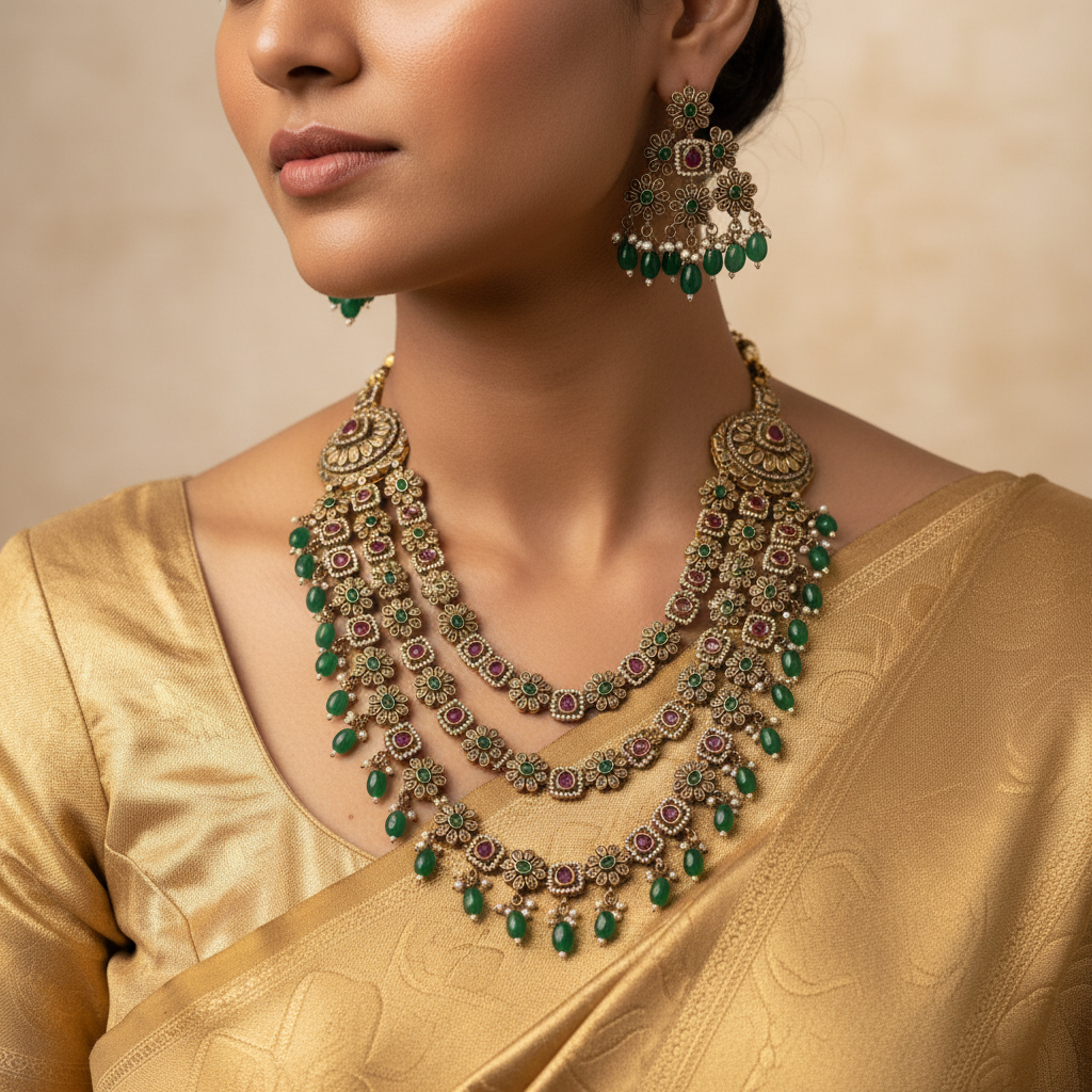 🌿 "Ratna Trayi" Necklace Set 🌿