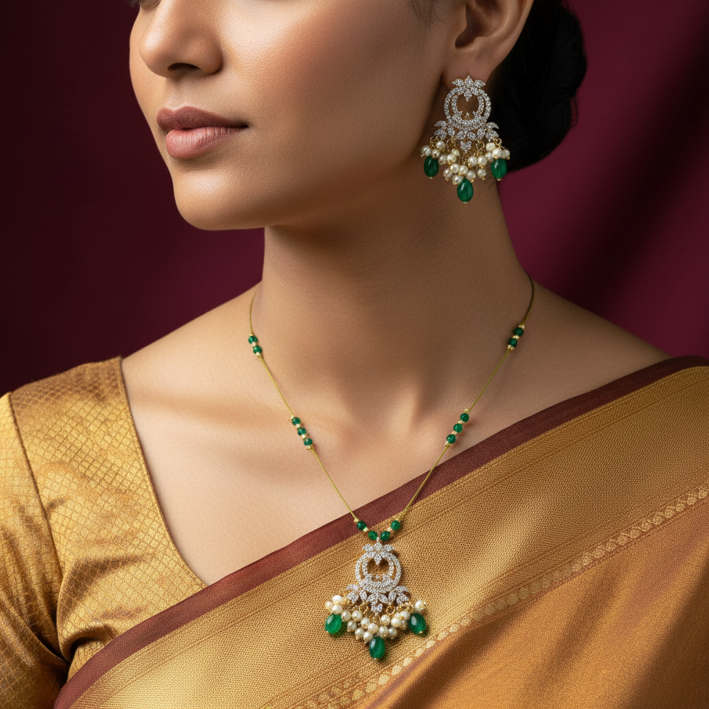 Invisible Emerald Pendant Necklace