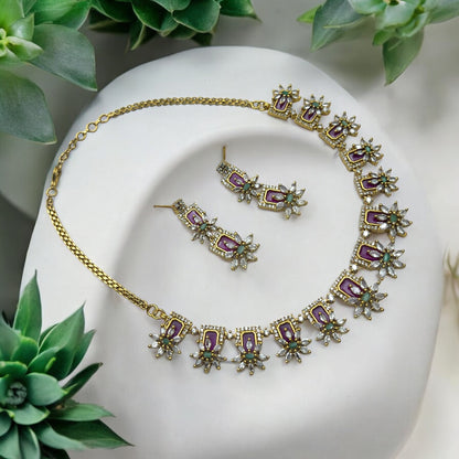 💜🌸 "Royal Bloom" Necklace Set 💎