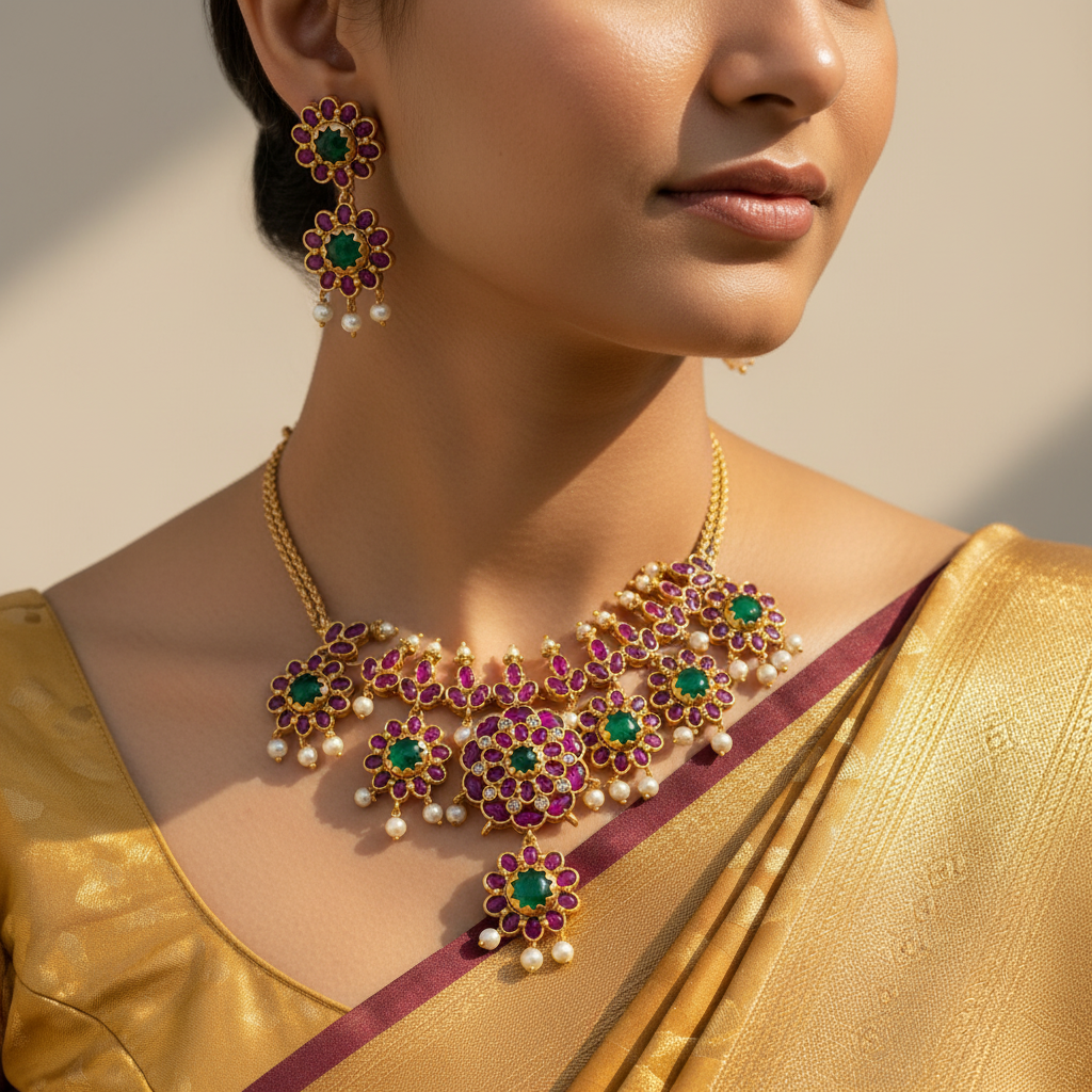 ✨"Pushpa Ratna" Necklace Set