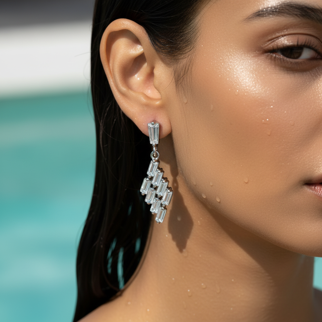 Baguette Cluster Drop Earrings
