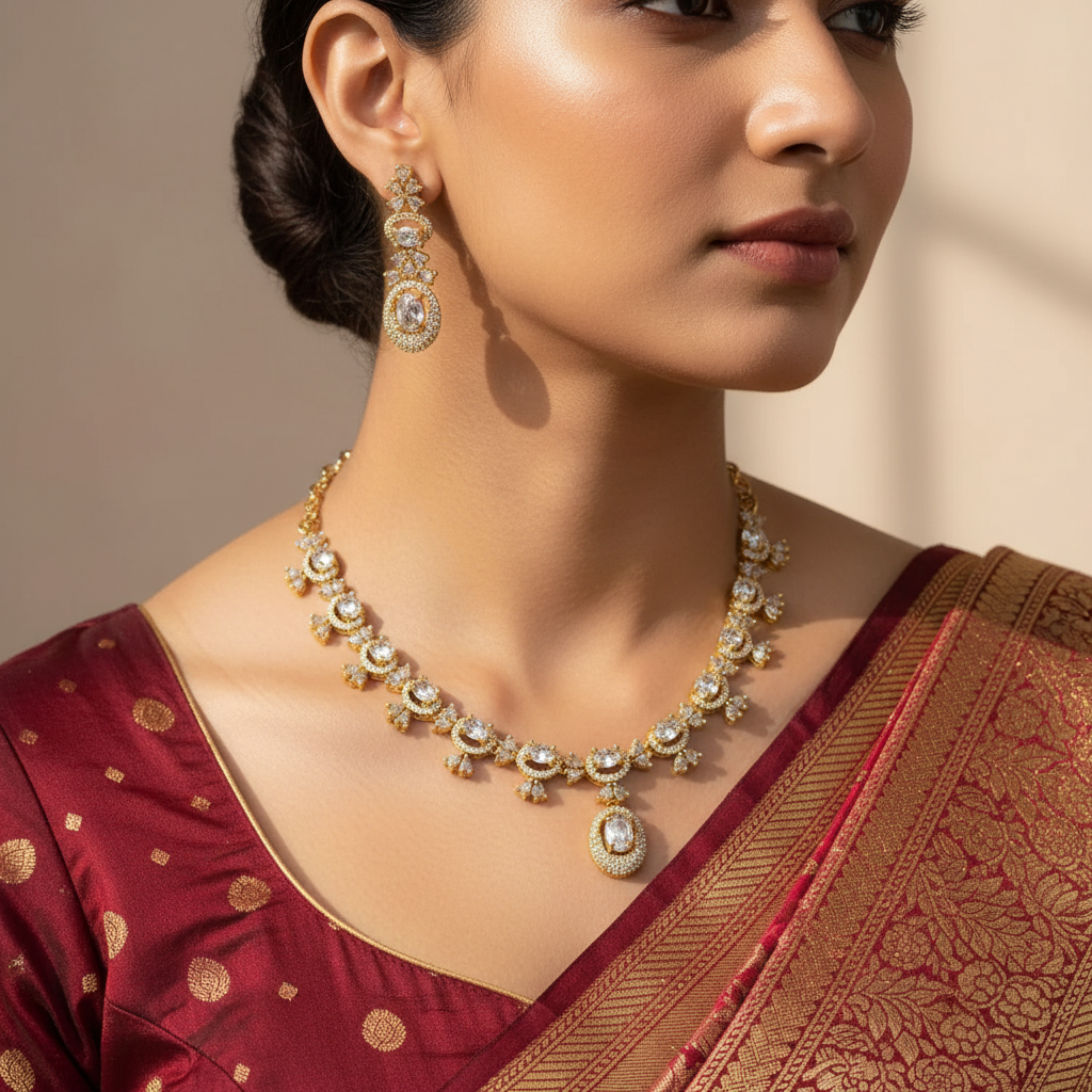 Royal Radiance Crystal Necklace and Earrings Set