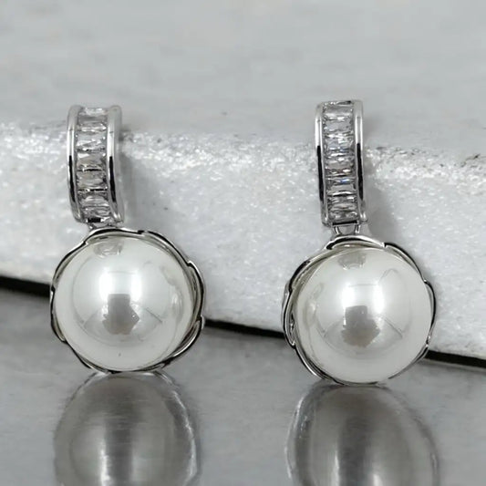 Majestic Pearl Diamond Hoop Earrings