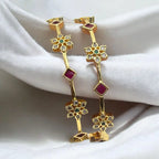 Starburst Ruby & Emerald Gold Bangle Set