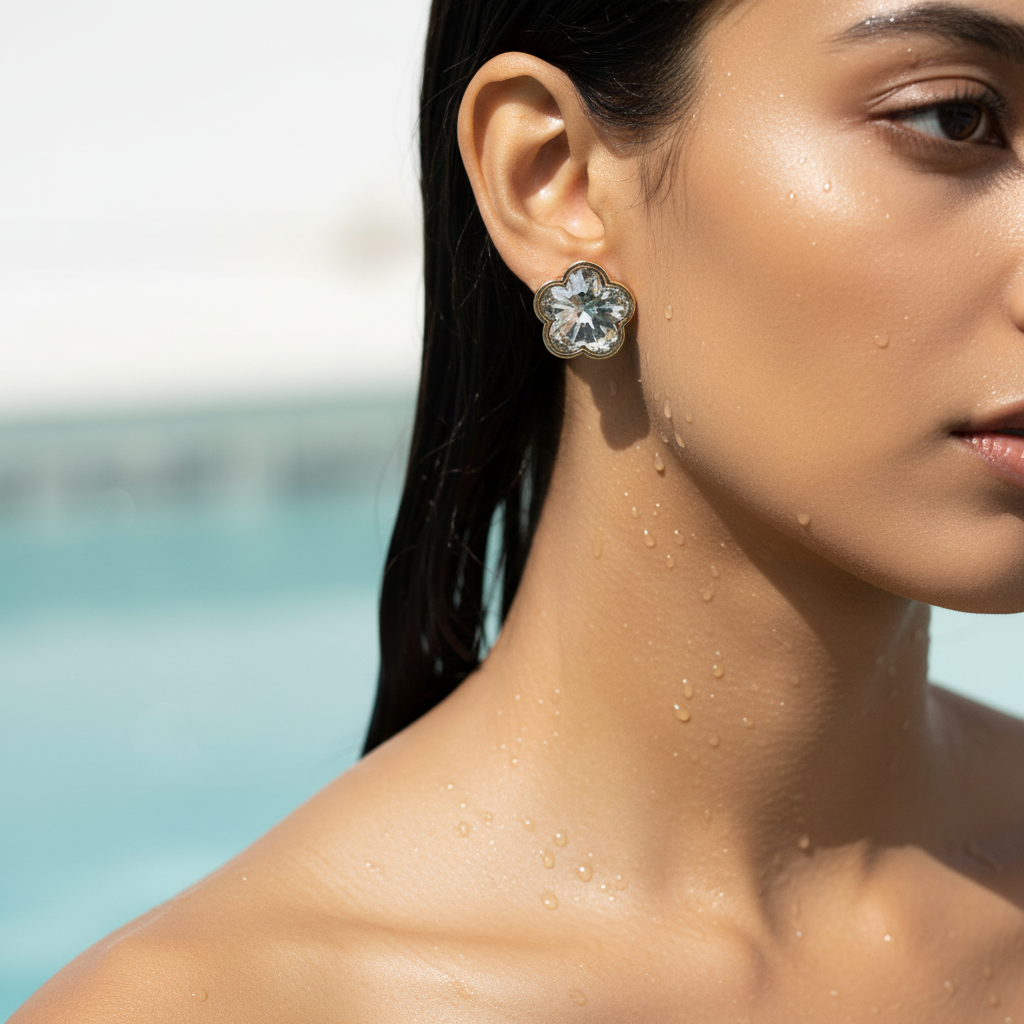 Crystal Blossom Stud Earrings
