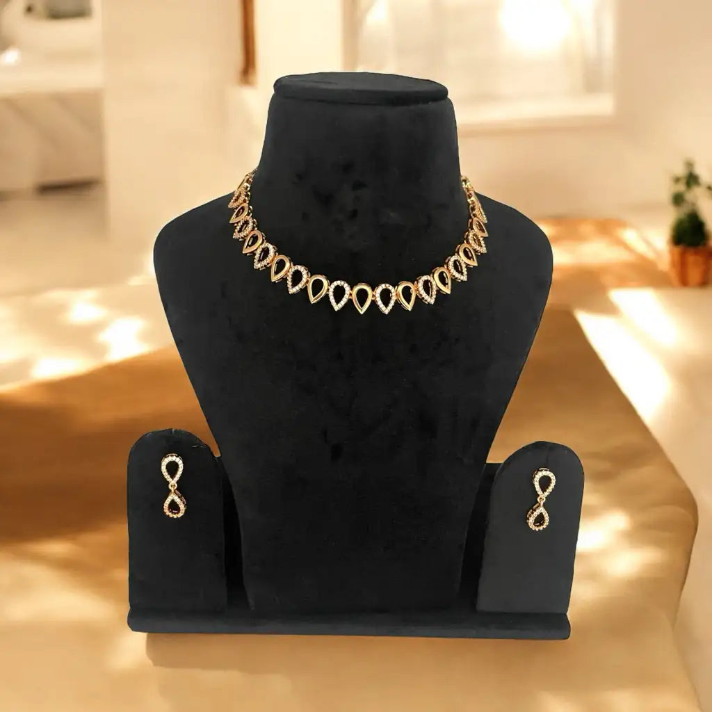Infinity Teardrop American Diamond (AD) Necklace and Earrings Set
