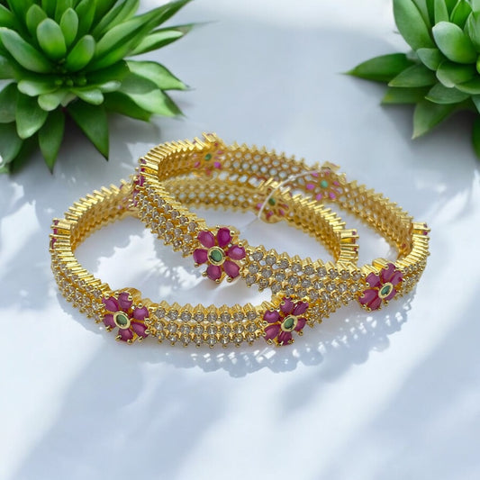 Gulabi Phool Bangle Set