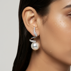 Spiral Pearl and Crystal Drop Earrings