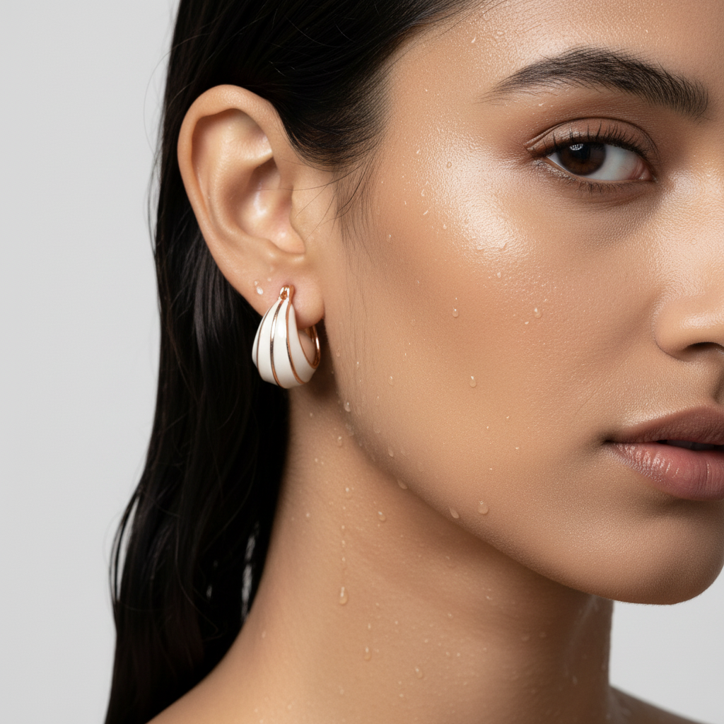 Sculpted Pearl Hoop Earrings