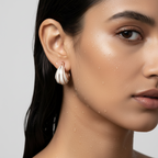 Sculpted Pearl Hoop Earrings