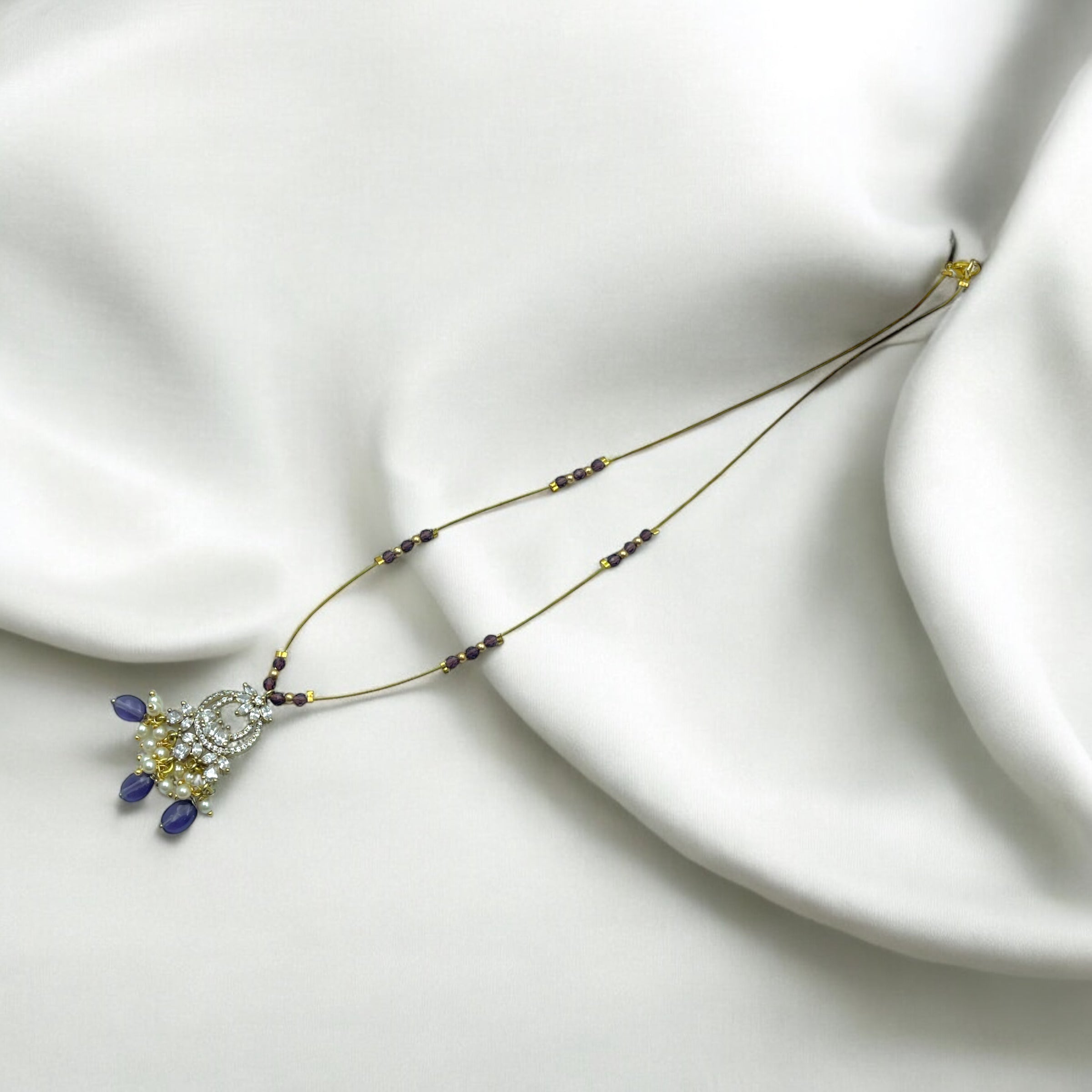Invisible Sapphire Pearl Necklace