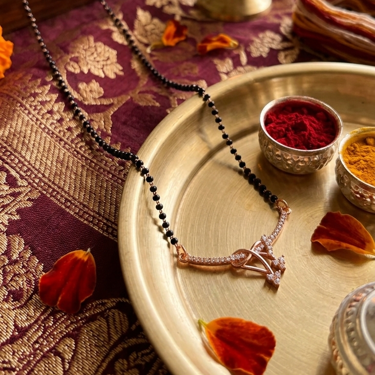 Decorative setting with rosary, candles, and colored powders on a textured surface.