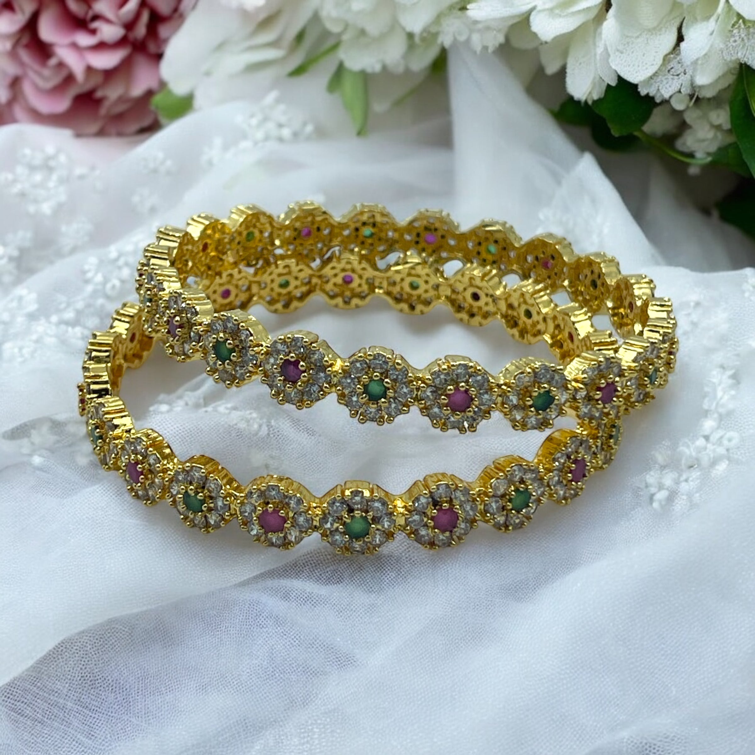🌸💚💖 "Kusum Tarang" Gold Bangle Set 💖💚🌸