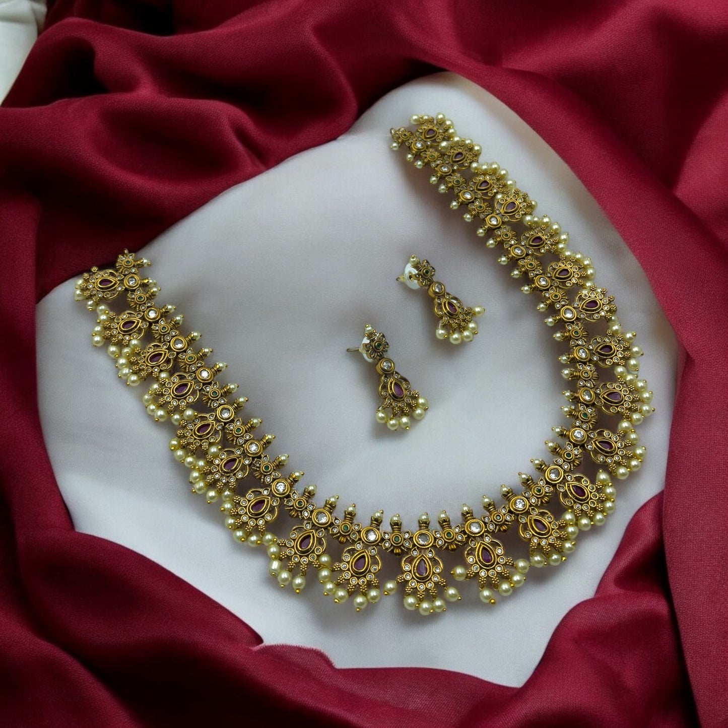 ✨"Raktim Prabha" Necklace Set