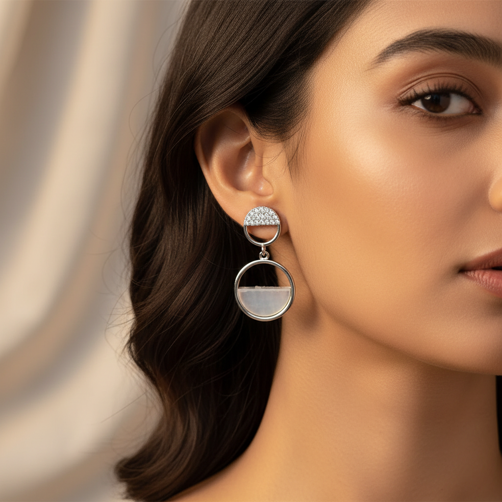 Modern Eclipse Drop Earrings