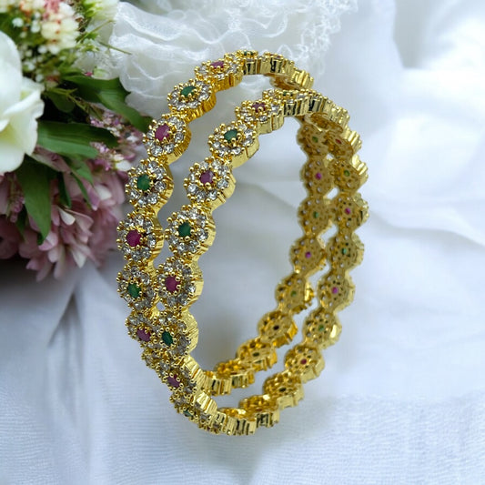 🌸💚💖 "Kusum Tarang" Gold Bangle Set 💖💚🌸