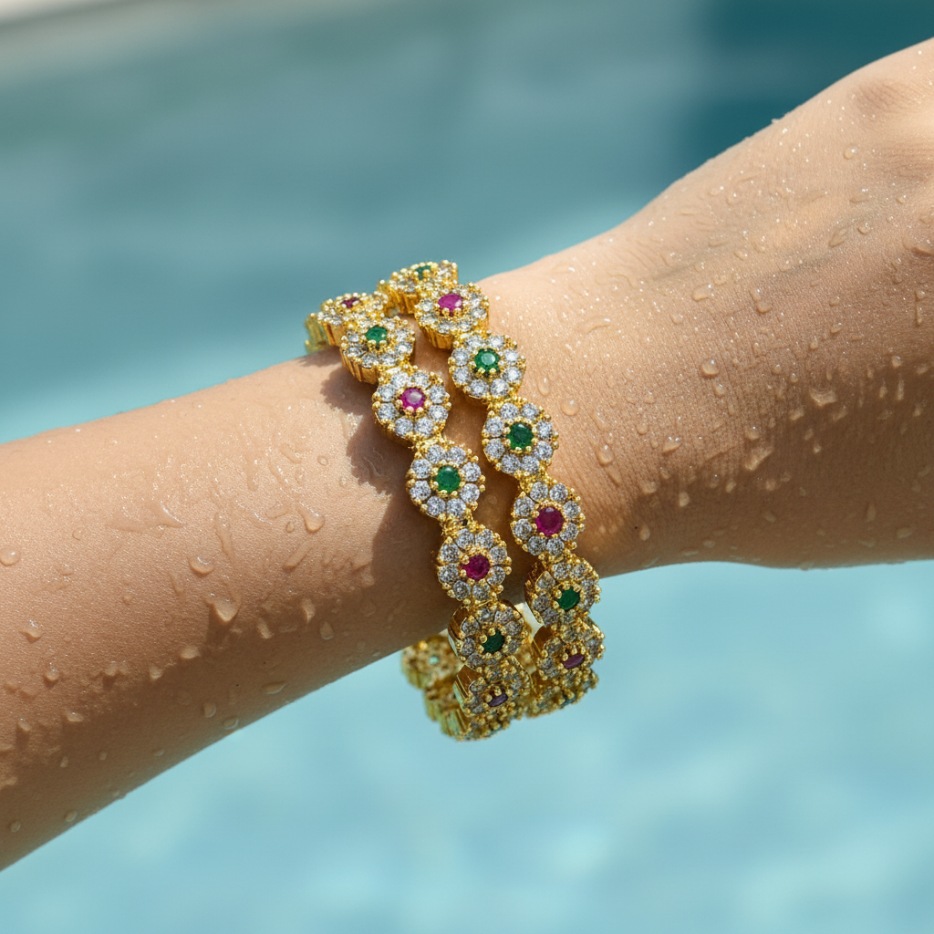 🌸💚💖 "Kusum Tarang" Gold Bangle Set 💖💚🌸