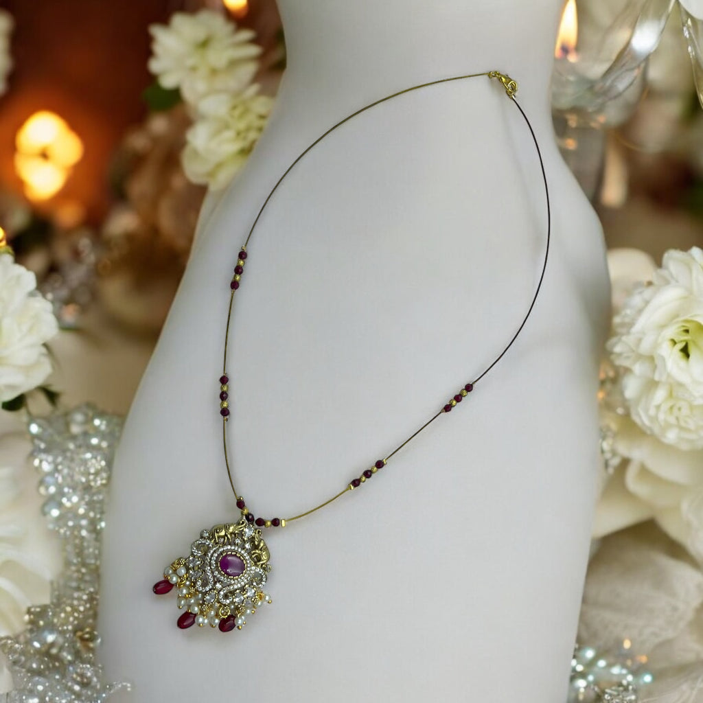 Aaradhya Ruby Pearl Necklace