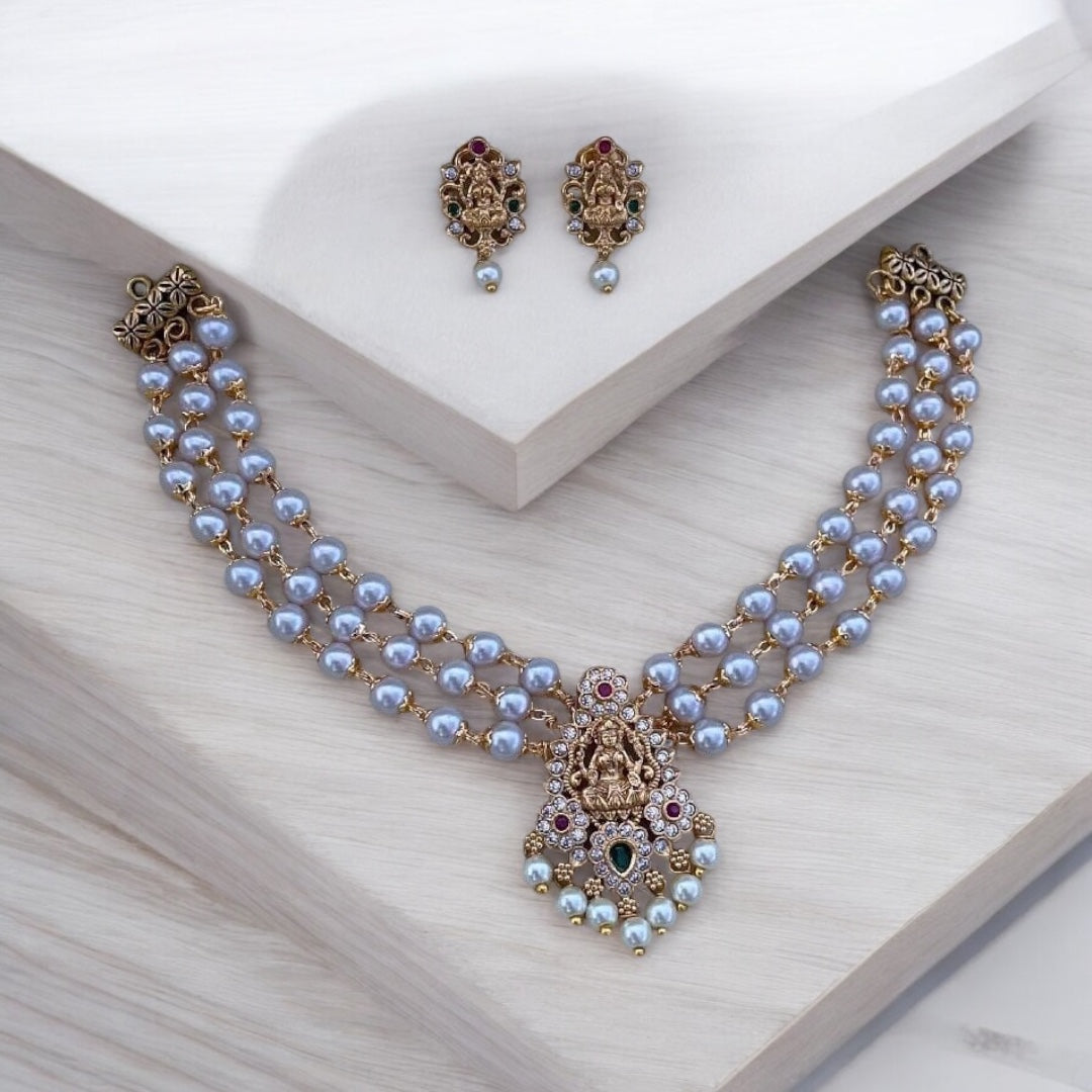 Pearl Lakshmi Necklace Set