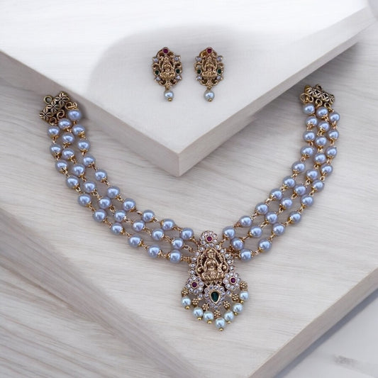 Pearl Lakshmi Necklace Set