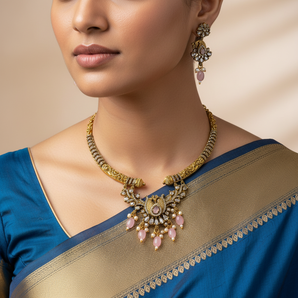 ✨"Gulabi Kundan" Necklace Set✨