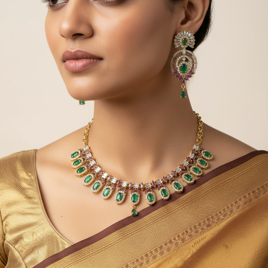 Regal Emerald & Ruby Necklace Set