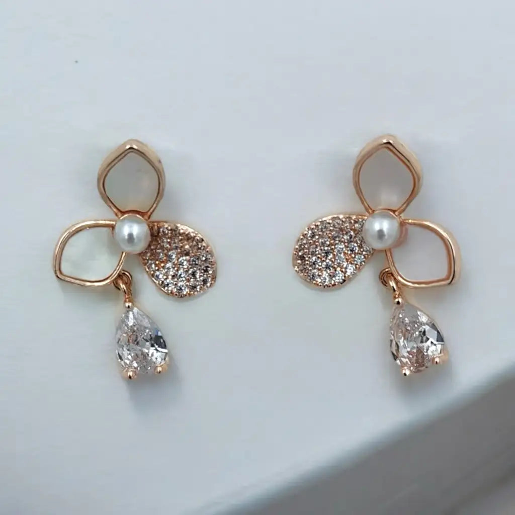 Pearl Blossom Teardrop Earrings