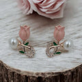 Blooming Rose Pearl Earrings