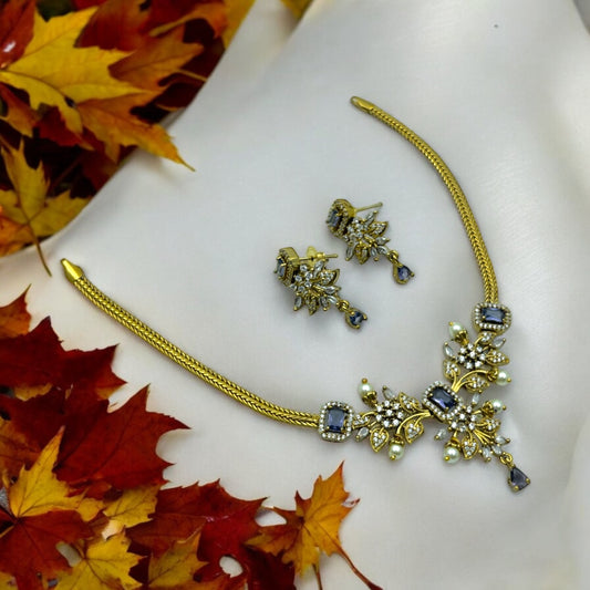 💙 "Nayantara" Royal Sapphire Necklace Set 💙