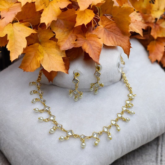 ✨🌿 "Pearl Dewdrop" Necklace Set 🌙💖