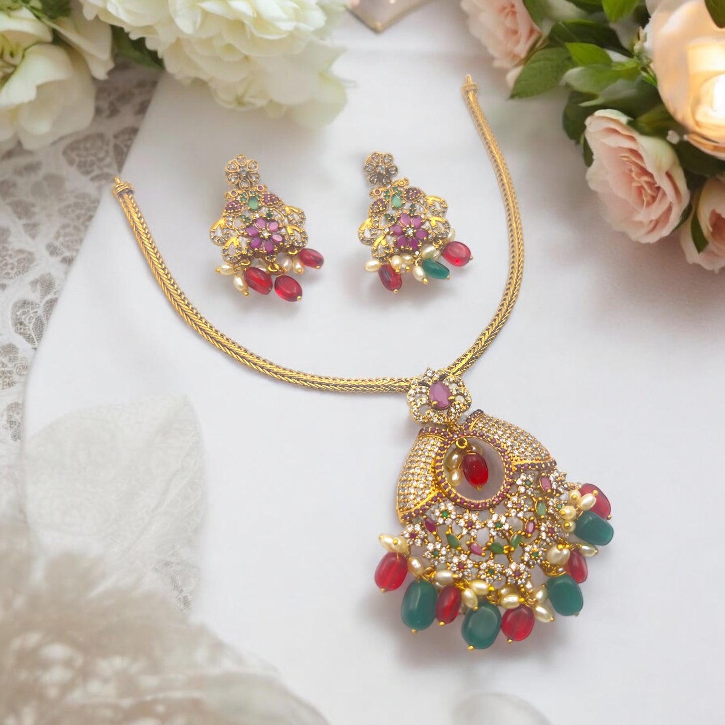 ✨ "Navratna Prabha" Necklace Set