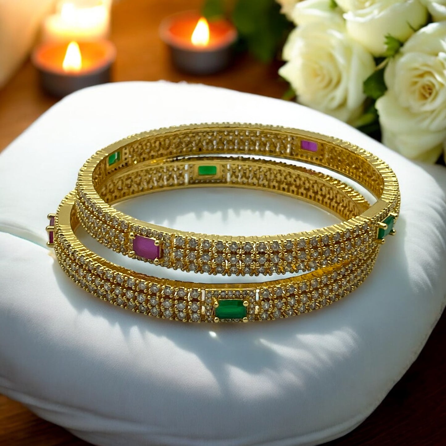 💖💚✨ "Ratnagarbha"  Gold Bangle set ✨💚💖