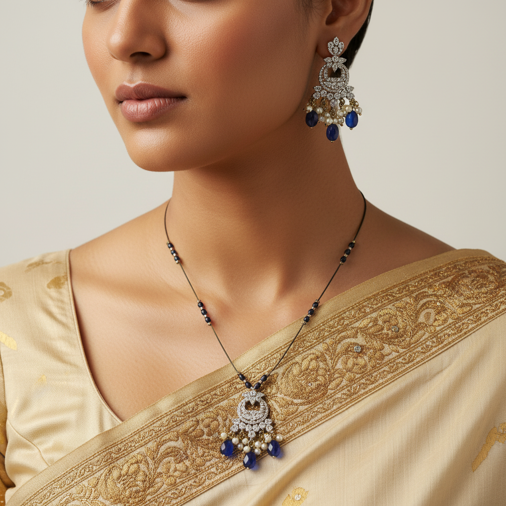Invisible Sapphire Pearl Necklace