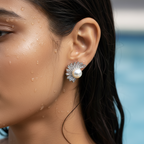 Luxe Fan Pearl Stud Earrings