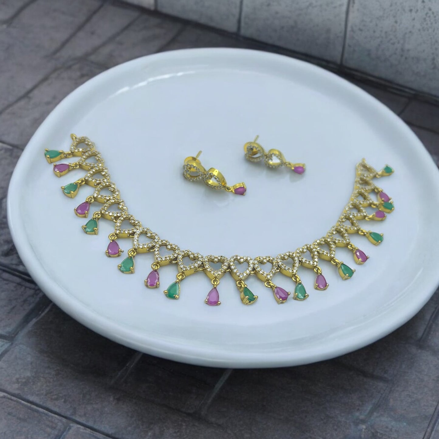 Heart Charm Necklace Set