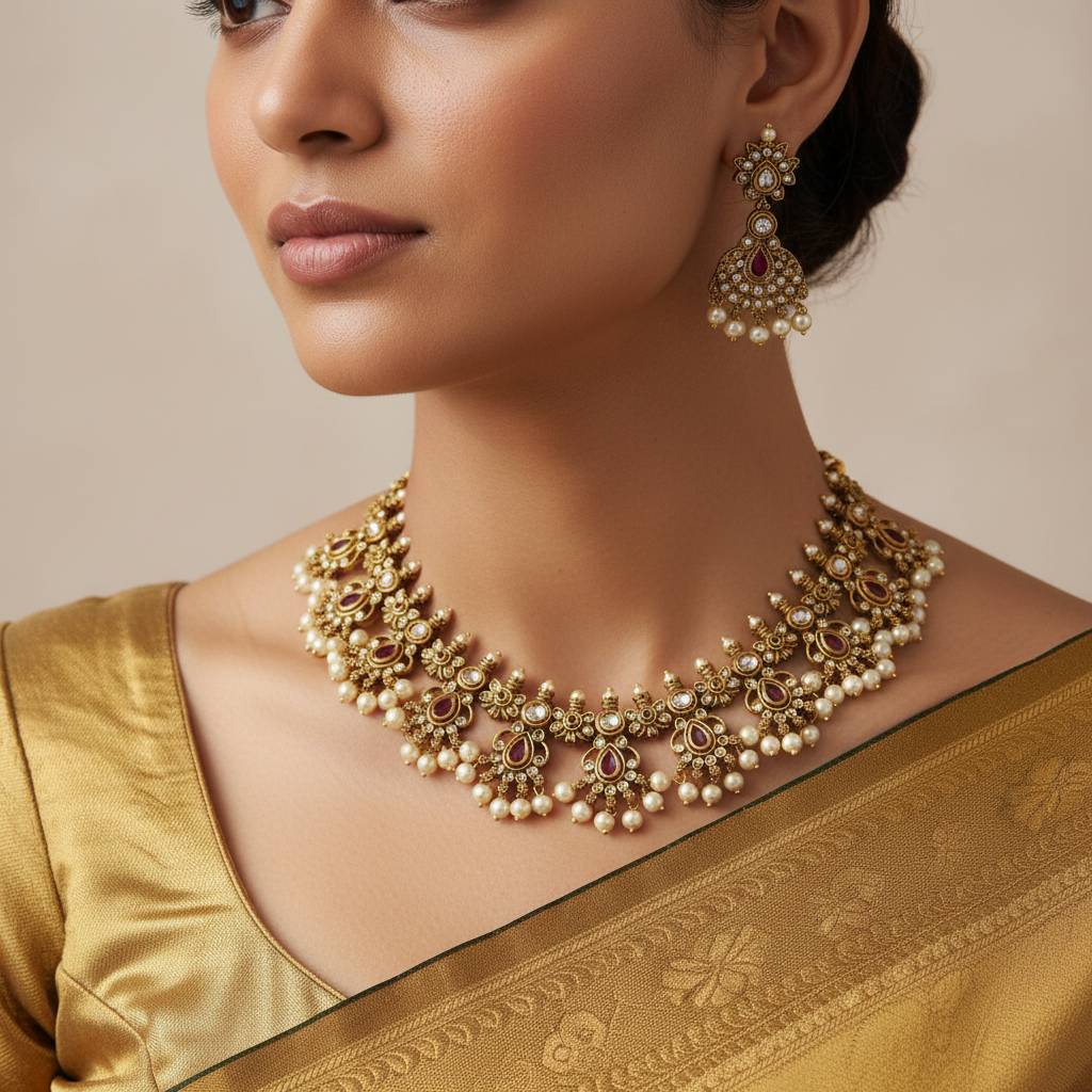 ✨"Raktim Prabha" Necklace Set