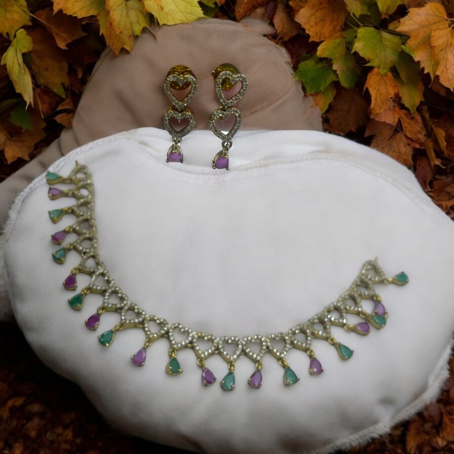 Heart Charm Necklace Set