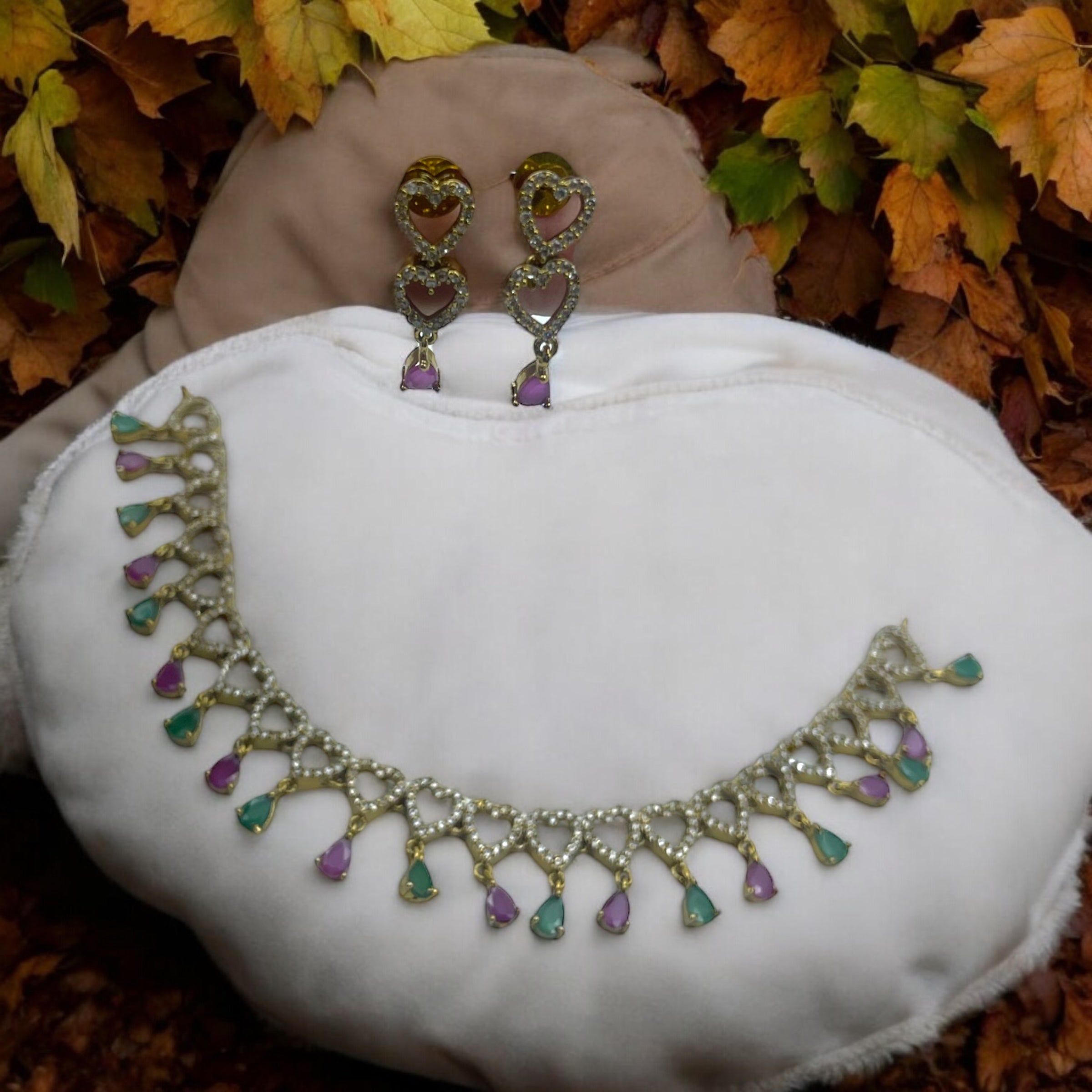 Heart Charm Necklace Set