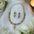 🍃 "Ethereal Bloom" Green Necklace Set 💚✨