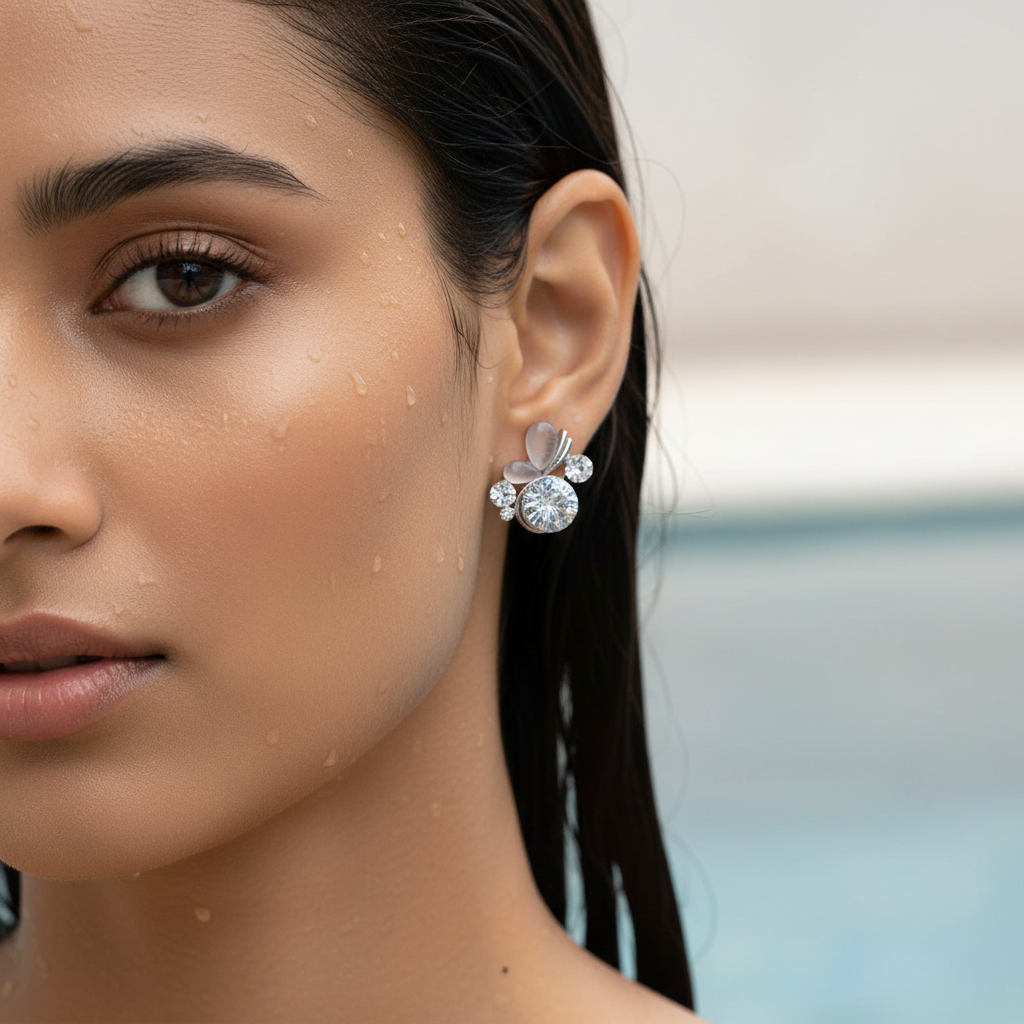 Sparkling Dewdrop Stud Earrings