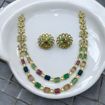 Navratna Kundan Necklace Set