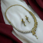 🍂 "Golden Ivy" Asymmetrical Necklace Set ✨🌿