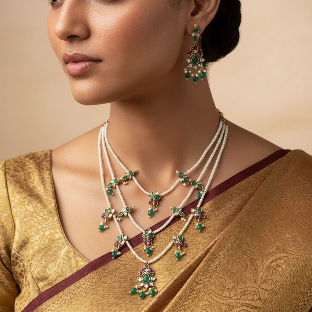 Vasundhara Pearl Necklace Set
