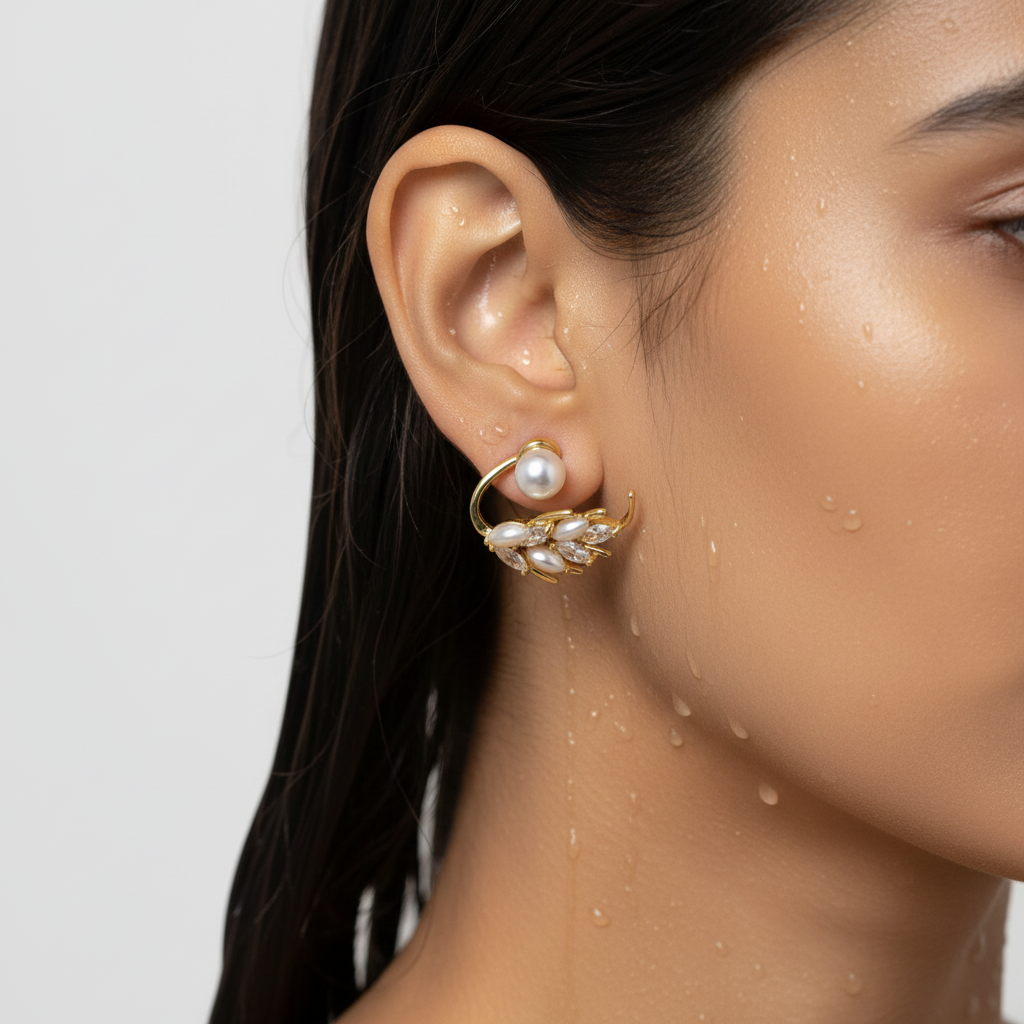 Pearl Vine Cuff Earrings