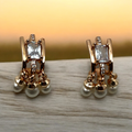 Baguette Crystal and Pearl Drop Earrings