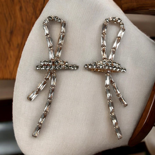 Crystal Ribbon Bow Earrings