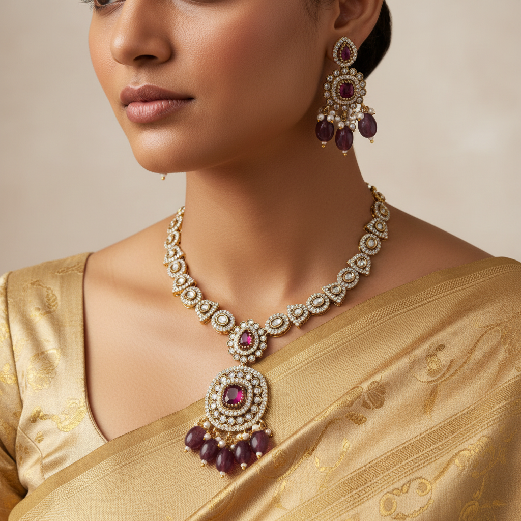 ✨ "Amethyst Jyoti" Necklace Set