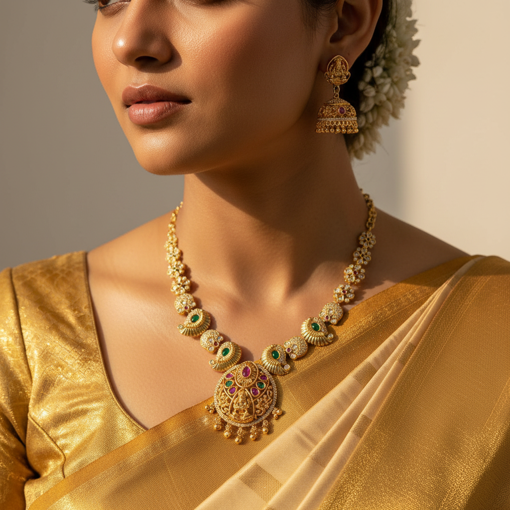 Heritage Radiance Necklace and Jhumka Set